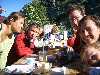 Les adieux du petit déj (Nathalie, Vincent, Cécile, Alain, Bulle et Léonard)